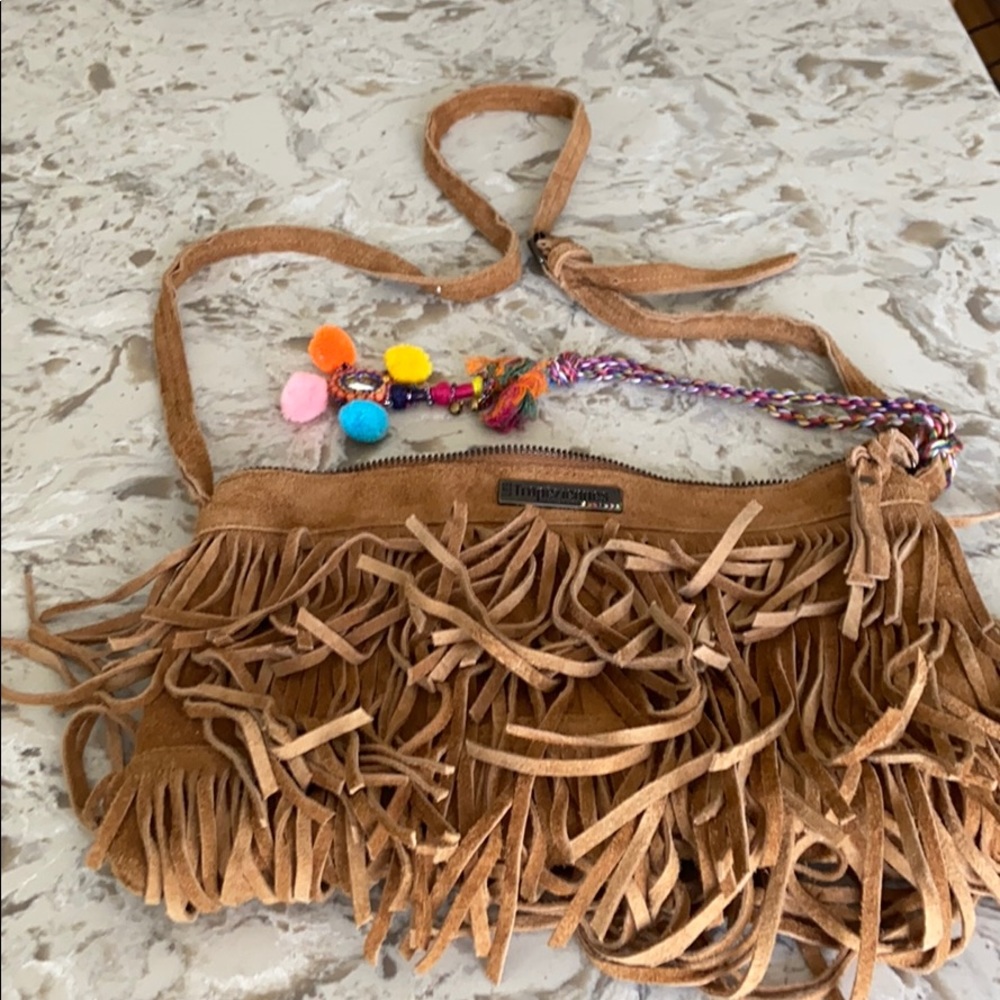 Les Tropeziennes fringe suede purse